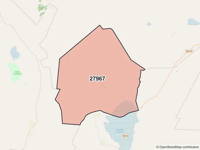 Mapa del código postal 27967, San Pedro, Coahuila de Zaragoza