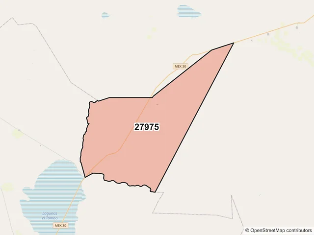Mapa del código postal 27975, San Pedro, Coahuila de Zaragoza