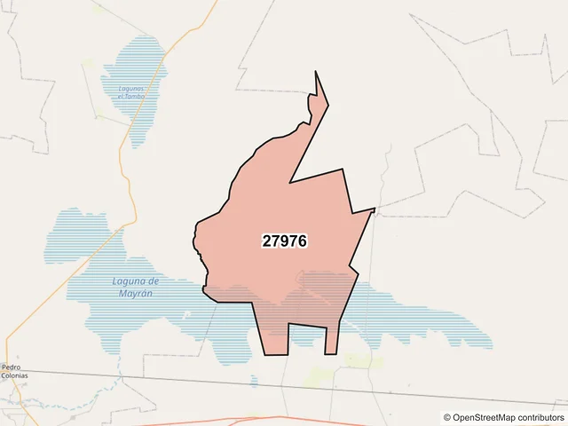 Mapa del código postal 27976, San Pedro, Coahuila de Zaragoza
