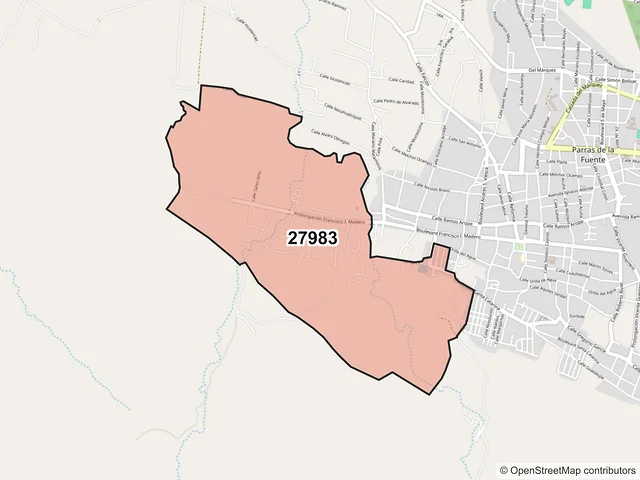 Mapa del código postal 27983, Parras, Coahuila de Zaragoza