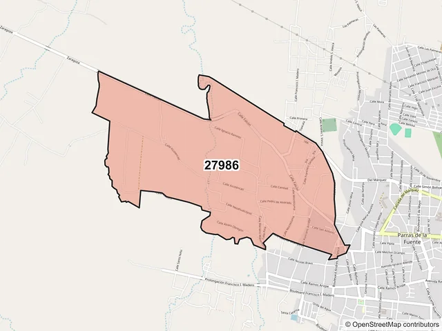 Mapa del código postal 27986, Parras, Coahuila de Zaragoza