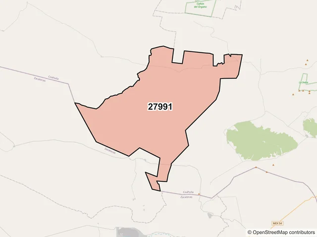 Mapa del código postal 27991, Parras, Coahuila de Zaragoza