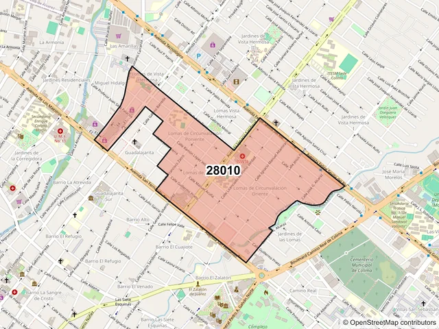 Mapa del código postal 28010, Colima, Colima