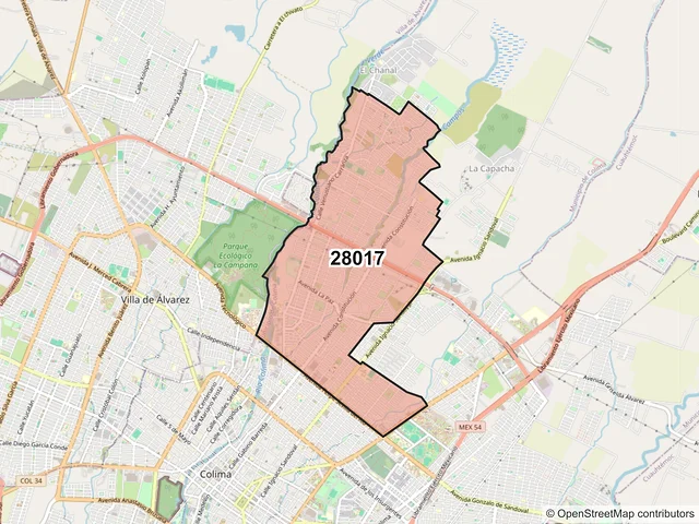 Mapa del código postal 28017, Colima, Colima