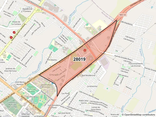 Mapa del código postal 28019, Colima, Colima
