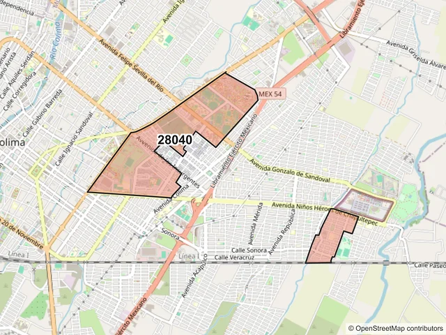 Mapa del código postal 28040, Colima, Colima