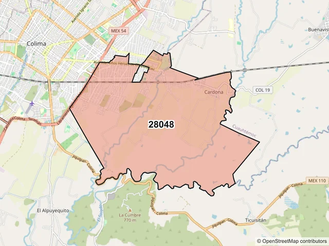 Mapa del código postal 28048, Colima, Colima