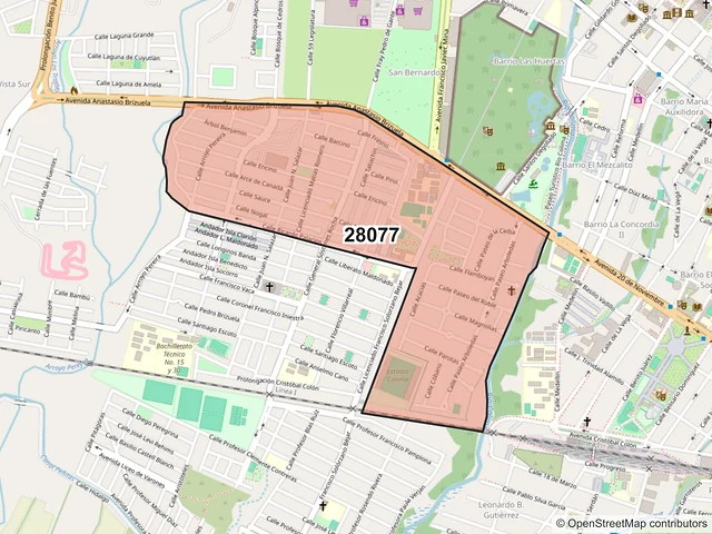 Mapa del código postal 28077, Colima, Colima