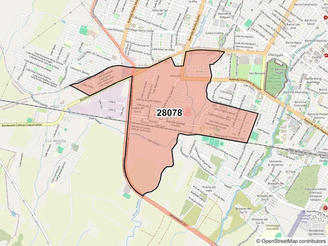 Mapa del código postal 28078, Colima, Colima