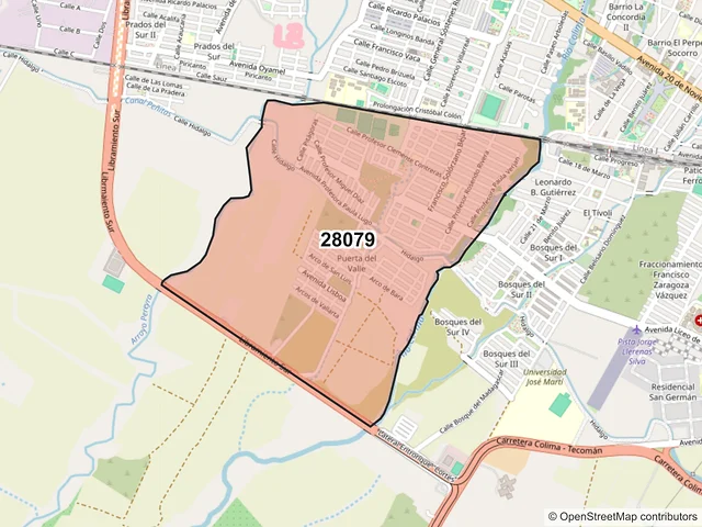 Mapa del código postal 28079, Colima, Colima