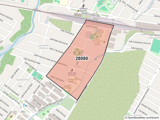 Mapa del código postal 28080, Colima, Colima