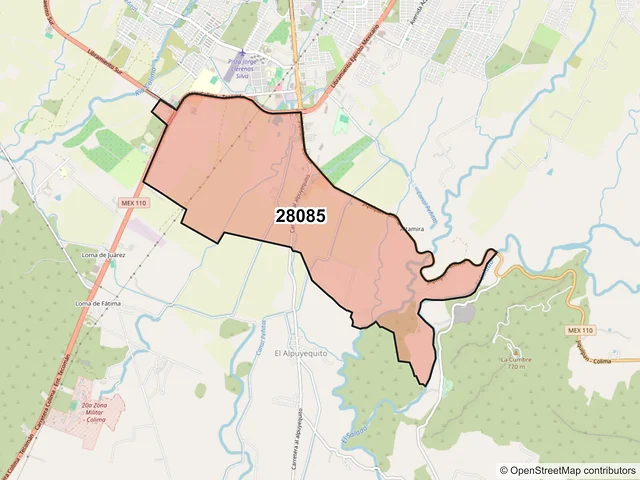 Mapa del código postal 28085, Colima, Colima