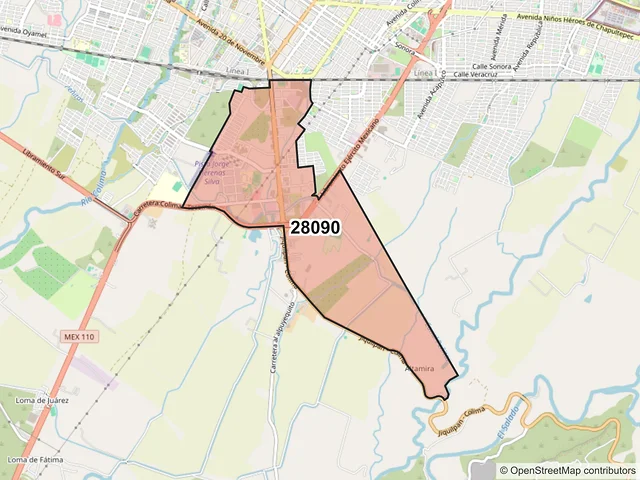 Mapa del código postal 28090, Colima, Colima