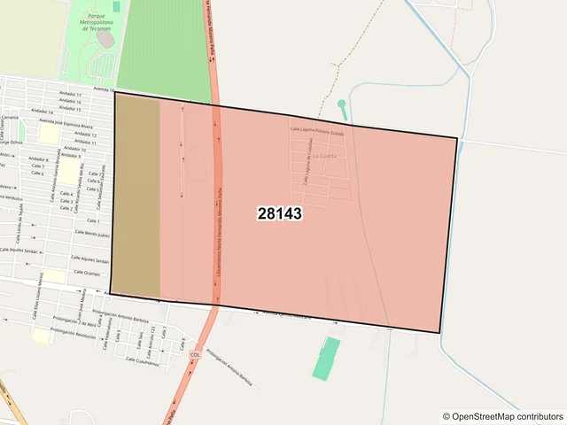 Mapa del código postal 28143, Tecomán, Colima