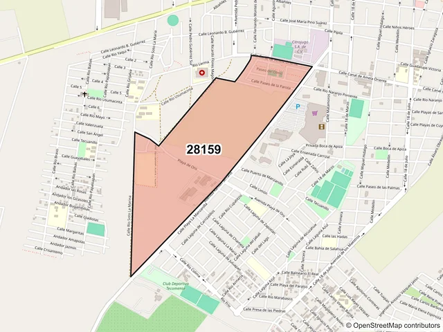 Mapa del código postal 28159, Tecomán, Colima