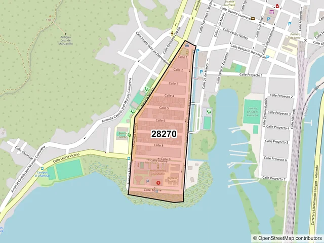 Mapa del código postal 28270, Manzanillo, Colima