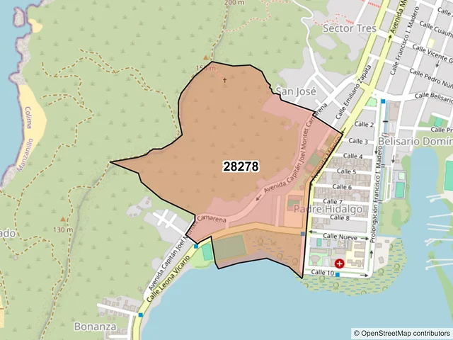 Mapa del código postal 28278, Manzanillo, Colima