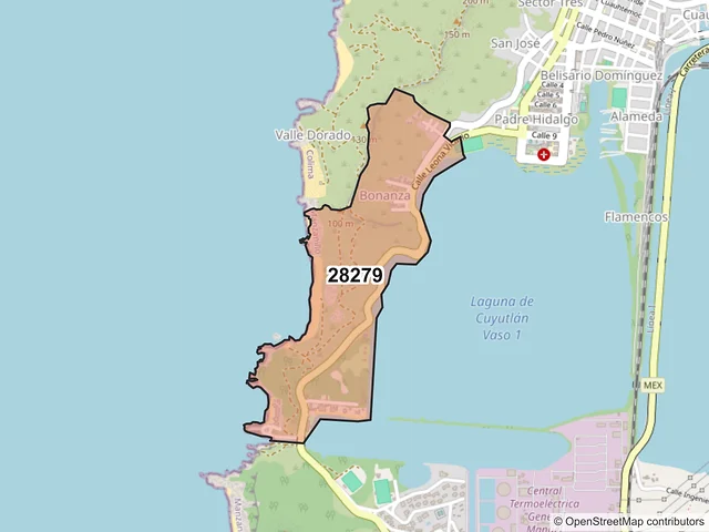 Mapa del código postal 28279, Manzanillo, Colima