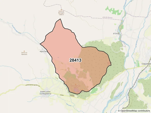 Mapa del código postal 28413, Coquimatlán, Colima