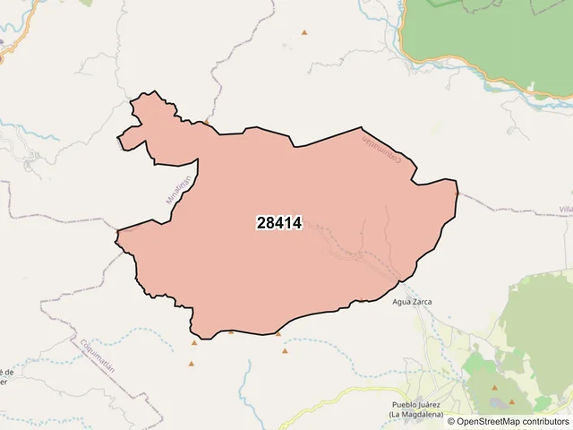 Mapa del código postal 28414, Coquimatlán, Colima