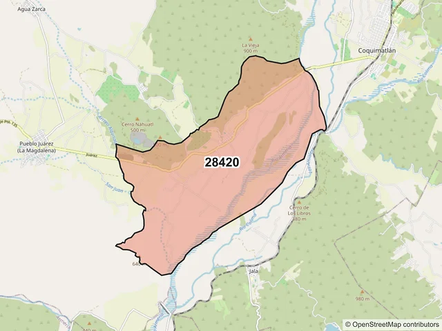 Mapa del código postal 28420, Coquimatlán, Colima