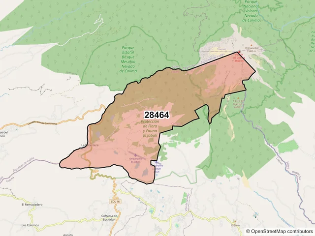 Mapa del código postal 28464, Comala, Colima