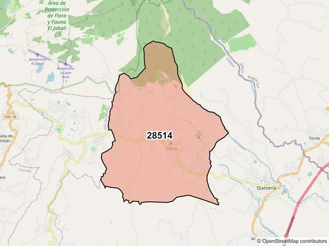 Mapa del código postal 28514, Cuauhtémoc, Colima