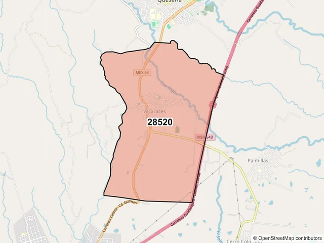 Mapa del código postal 28520, Cuauhtémoc, Colima