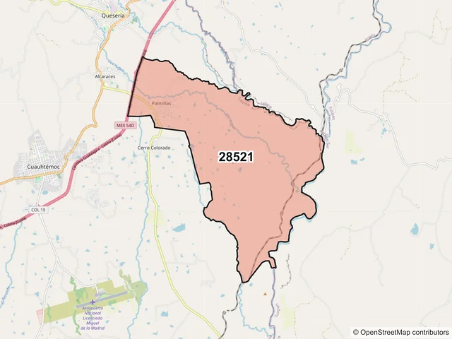Mapa del código postal 28521, Cuauhtémoc, Colima