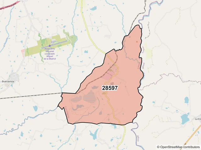 Mapa del código postal 28597, Cuauhtémoc, Colima