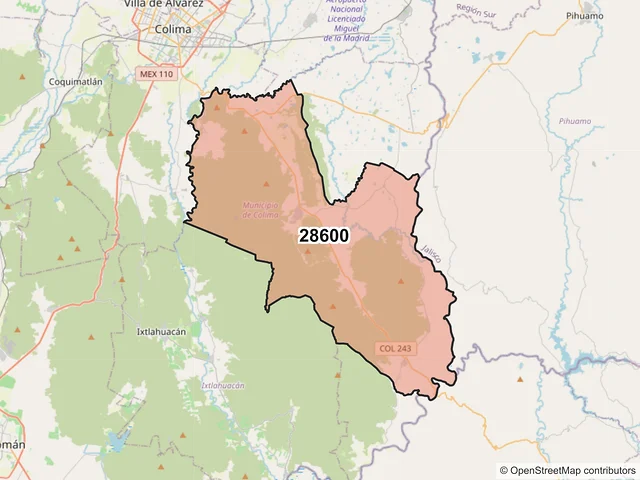 Mapa del código postal 28600, Colima, Colima