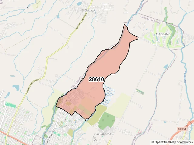 Mapa del código postal 28610, Colima, Colima