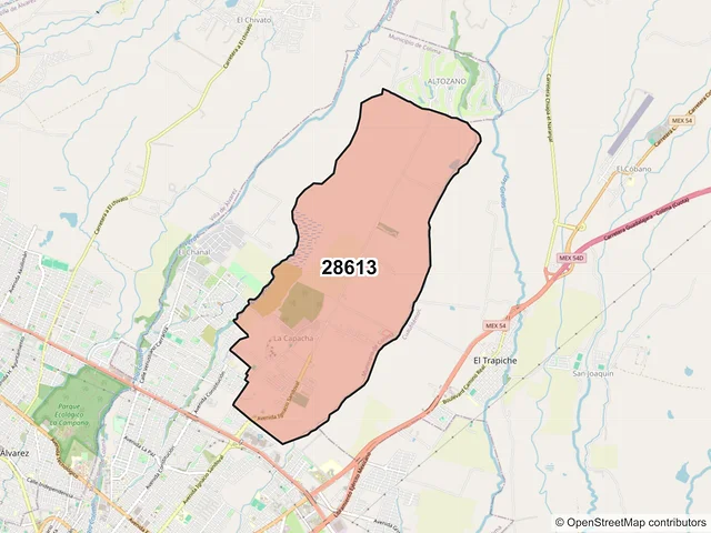 Mapa del código postal 28613, Colima, Colima