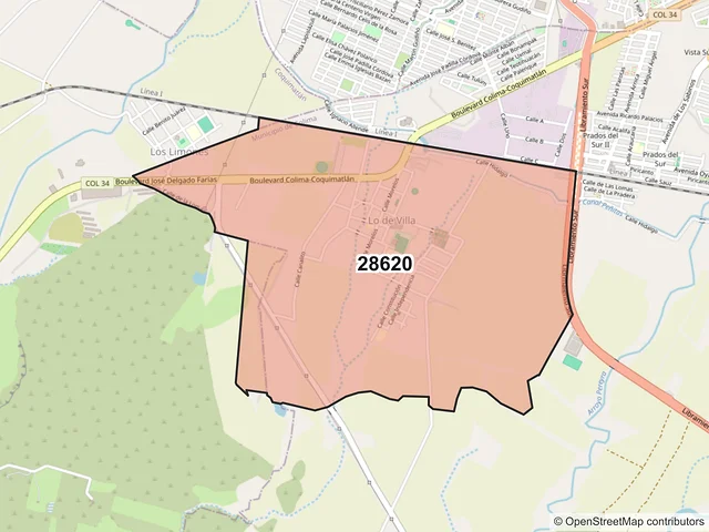 Mapa del código postal 28620, Colima, Colima