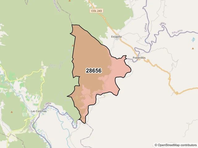 Mapa del código postal 28656, Colima, Colima