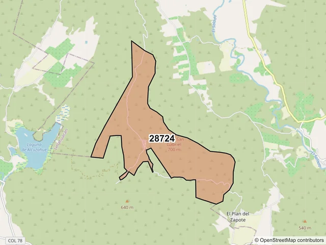 Mapa del código postal 28724, Ixtlahuacán, Colima