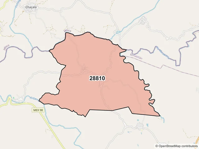 Mapa del código postal 28810, Manzanillo, Colima
