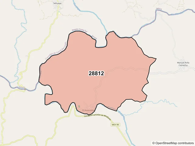 Mapa del código postal 28812, Manzanillo, Colima