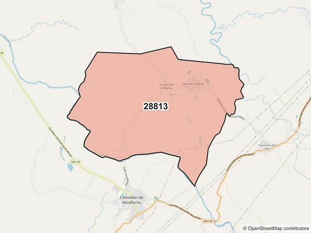 Mapa del código postal 28813, Manzanillo, Colima