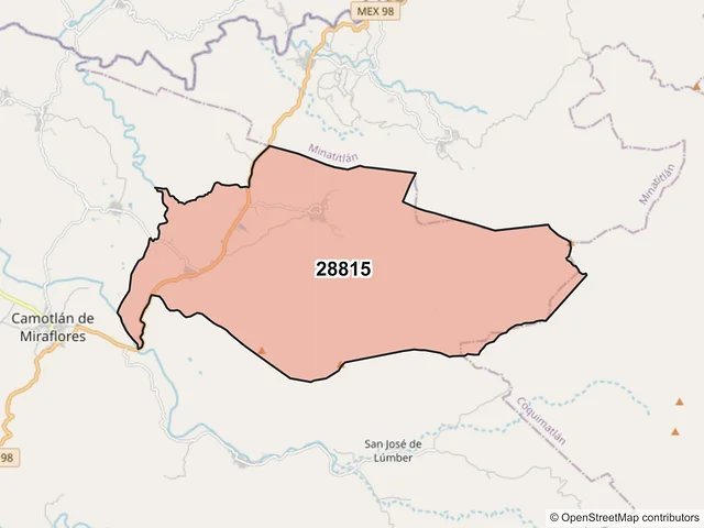 Mapa del código postal 28815, Manzanillo, Colima