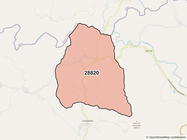 Mapa del código postal 28820, Manzanillo, Colima