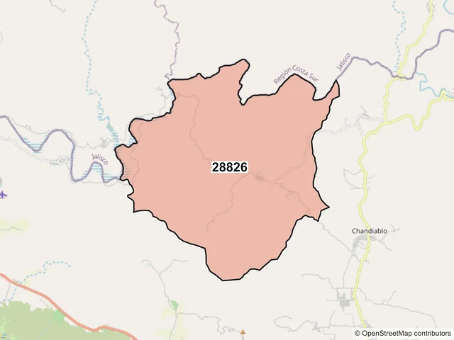 Mapa del código postal 28826, Manzanillo, Colima
