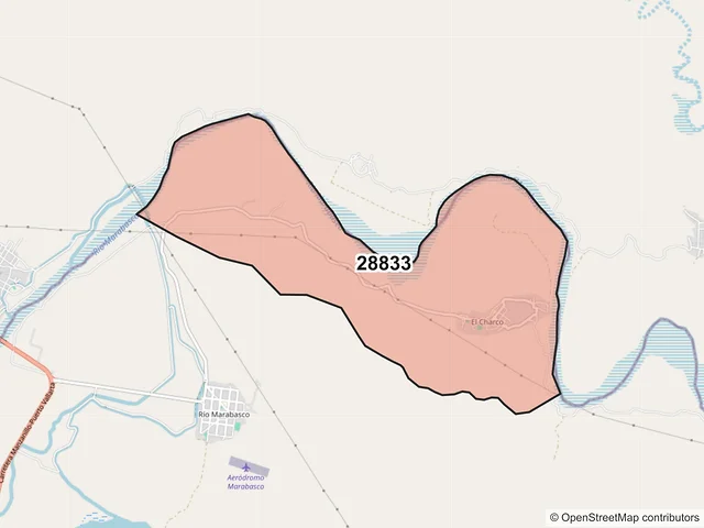 Mapa del código postal 28833, Manzanillo, Colima
