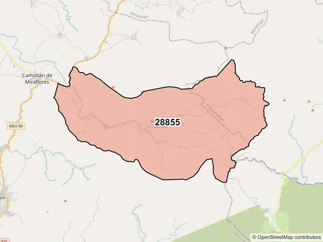 Mapa del código postal 28855, Manzanillo, Colima