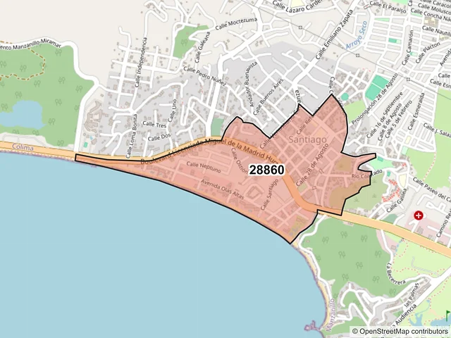 Mapa del código postal 28860, Manzanillo, Colima