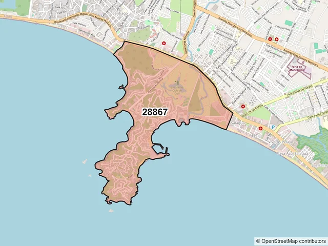 Mapa del código postal 28867, Manzanillo, Colima