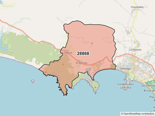 Mapa del código postal 28868, Manzanillo, Colima