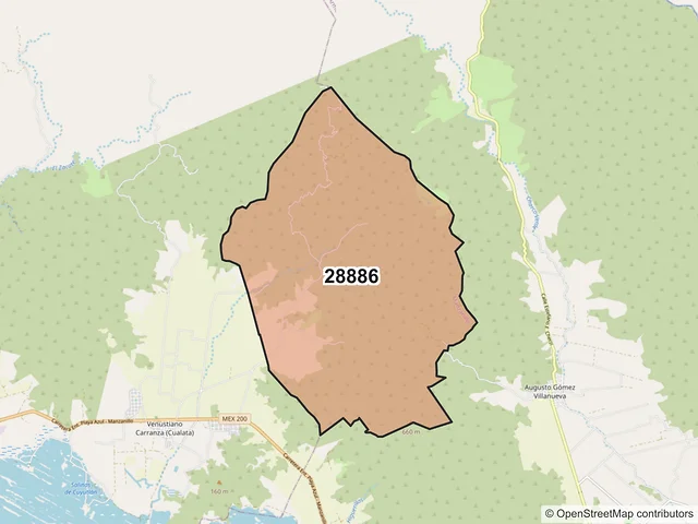 Mapa del código postal 28886, Manzanillo, Colima