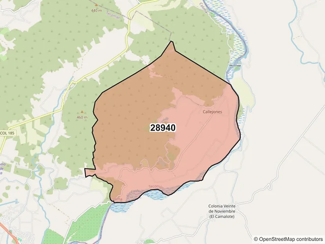 Mapa del código postal 28940, Tecomán, Colima