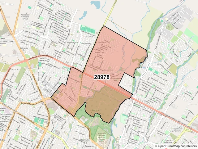 Mapa del código postal 28978, Villa de Álvarez, Colima